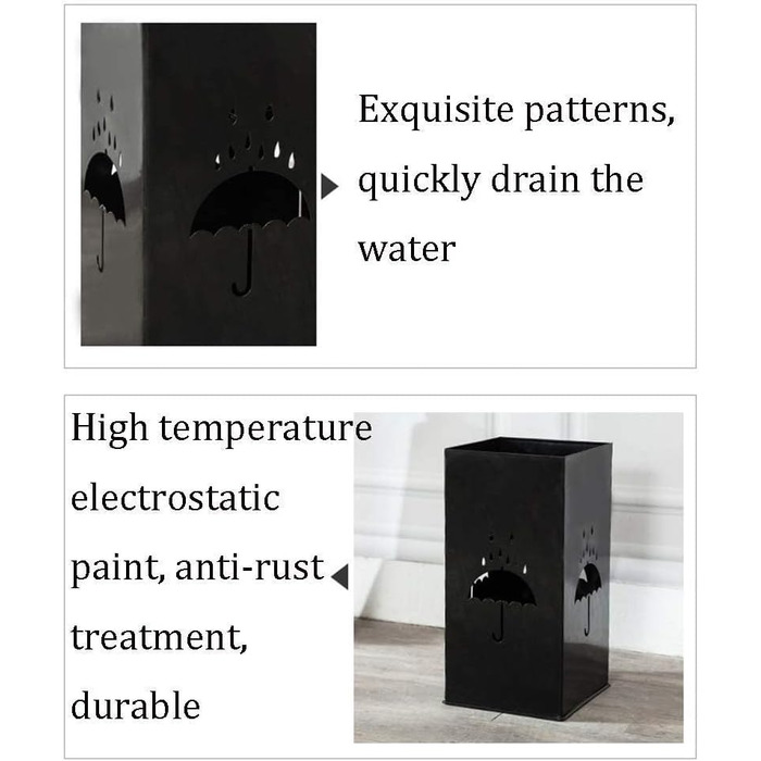 Підставка для парасольок Cuiynic, проста підставка для парасольок, компактне відро для парасольки для дому та готелів, два шари можна розділити для зберігання довгих і коротких парасольок/Чорний (Sc Black Q