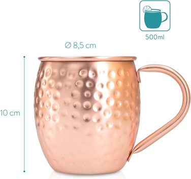 Набір кухлів Navaris Moscow Mule Mug Набір з 4-х мідних кухлів - 4-х мідні кухлі для пива Москва Мул Джин - Коктейльний кухоль кований - Кухоль з нержавіючої сталі з міддю - Набір з 4-х, кований