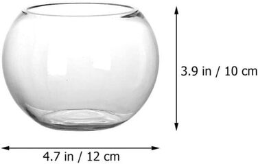 Прозора скляна миска з бульбашками Прозора скляна ваза Набір з 2 4 7 W X 3 9 H Скляна миска для риб Круглий підсвічник Прозора ваза з бульбашками Круглий тераріум Золотий акваріум Для весільних прикрас для дому