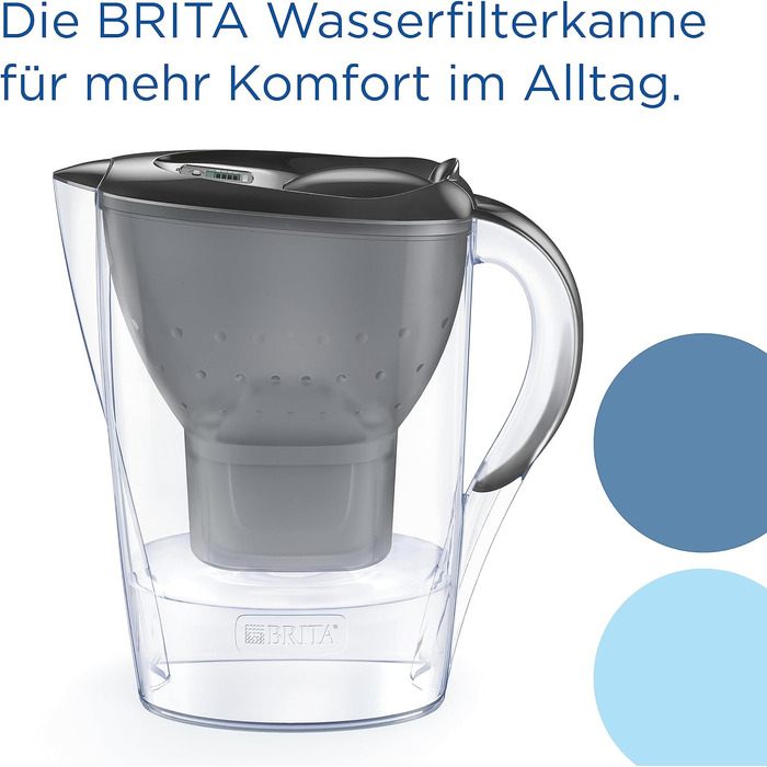 Фільтр для води BRITA Глечик-глечик Marella графіт (2,4 л) з 6 картриджами MAXTRA PRO All-in-1 (піврічна упаковка) фільтр для зменшення вапняного нальоту, хлору, свинцю, міді та речовин, що погіршують смак у воді