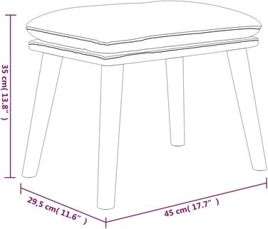 Підставка для ніг, тканина та штучна шкіра, темно-сірий, 45 x 29.5 x 35 см, 341480