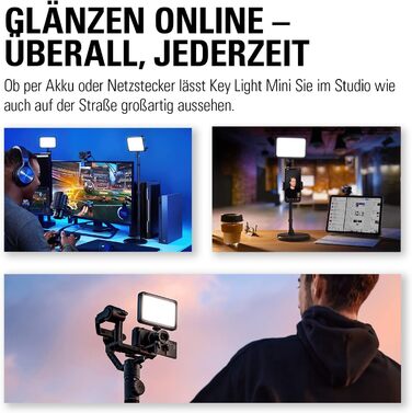 Професійне світло для відеоконференцій, без відблисків, регульований затискач монітора, ручне керування або керування Wi-Fi, офіс/потокове передавання, Teams/Zoom/Slack/Twitch/Youtube ноутбук, ПК, Mac (Key Light Mini)