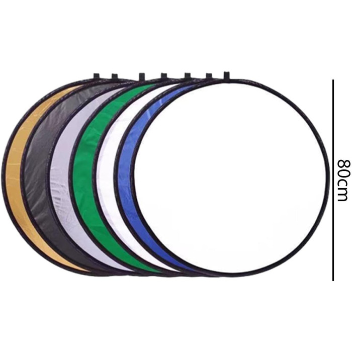Складні світловідбивачі AsrMyjcx 7 шт. портативні, компактні з сумкою для зберігання, професійні фотовідбивачі складні для студії, 80 см