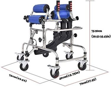 Практичні ходунки для реабілітації дітей, допоміжний засіб для ходьби, регулювання висоти та ширини, подвійна підтримка передпліччя та функція гальма, з 4 основними колесами та 2 висувними бічними колесами
