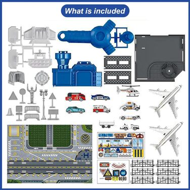 Літак іграшка для дітей з вертольотом, вантажівкою, літаком, знаками, пожежними машинами та аеропортом ігровий килимок, автостоянка ігровий набір подарунок для дітей 3 хлопчики дівчатка