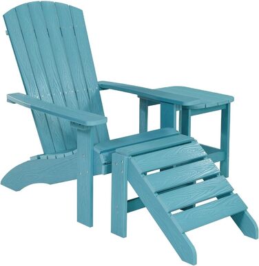 Крісло NEG Design Adirondack Marcy Westport-Chair оманливо виглядає під справжнє дерево, стійке до погодних умов, стійке до ультрафіолетового випромінювання та кольору. бірюзово-синій