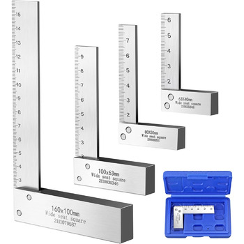 Слюсарна квадратна лінійка XUNTOP з 4-х частин на 90 градусів з метричною та дюймовою шкалою 63x40мм 80x50мм 100x63мм 160x100мм