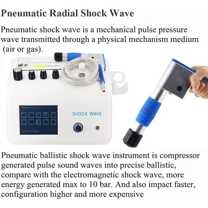 Професійний ударно-хвильовий апарат HENGCMM, професійний пістолет для масажу м'язів ED Екстракорпоральний ударно-хвильовий апарат для терапії, полегшення болю, масажу, корекції фігури та ED