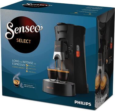 Кавоварка Philips Senseo Select CSA240/60 - Вибір міцності кави плюс, функція пам'ятки, виготовлений із переробленого пластику, 0,9 літра, чорний