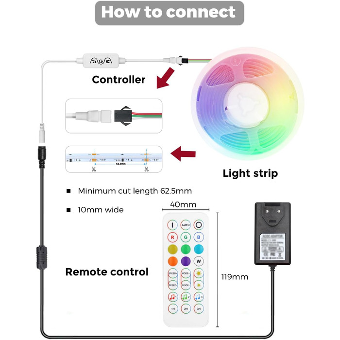 Світлодіодна стрічка Arote Light FCOB RGBIC Bluetooth 24V COB 3M Kit Гнучка світлодіодна стрічка високої щільності SPI WS2811 576 світлодіодів/м IP20 Світлодіодна стрічка зі зміною кольору Прикраса своїми руками за допомогою контролера та блоку живлення К