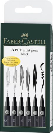 Чорнильна ручка Pitt Artist Pen Set з 6 шт. , чорна, 167116 -