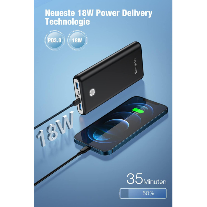 Powerbank Pilot X7 20000mAh, 18W, чорний