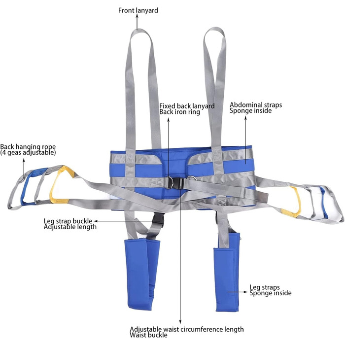Слінг для підйому всього тіла пацієнта, допоміжні засоби для ходьби стоячи, слінг з розділеними ногами, допоміжний засіб для руху, ремінь для підйому ходи, слінг для ходьби пацієнта, ремінь для перенесення, вправи для тренажера опор для ніг (розмір г m