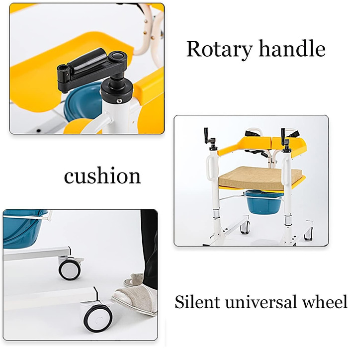 Машина для перенесення ліфта пацієнта, приліжковий комод з горщиком, розділене сидіння на 180, багатофункціональне крісло для душу у ванній кімнаті, інвалідне крісло з ручним керуванням, для людей похилого віку з обмеженими можливостями