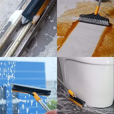 Щітка для підлоги Syiyunran Щітка для підлоги Water Squeegee Corner Upgrade Brush - щітка 2-в-1 ABS/гумова мітла, використовується як щітка для миття ракеля. V-подібна щетина для кращого очищення кутів