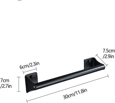 Безпечний поручень для ванної кімнати з обмеженими можливостями, нержавіюча сталь, поручні з нержавіючої сталі, поручні для людей похилого віку (Nero, 30 см/11,8 дюйма)
