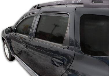 АВТОМОБІЛЬНИЙ СКАУТТ GP Wind Deflector Rain Deflector підходить для Duster 2010-2017, чорний, тонований, набір з 4 шт. , аеродинамічний, акрилове скло