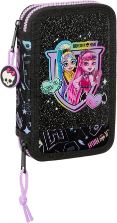 Пенал Safta Monster HIGH для дітей, пенал з кольорами, з 28 посудом, ідеальний варіант для дітей від 5 до 14 років, зручний і універсальний, якість і стійкість, 12,5 х 4 х