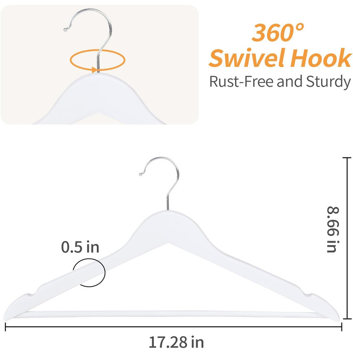 Дерев'яні вішалки для костюмів Storeo Basics, упаковка 10 шт. , біла, 44x22 см біла 10 шт.
