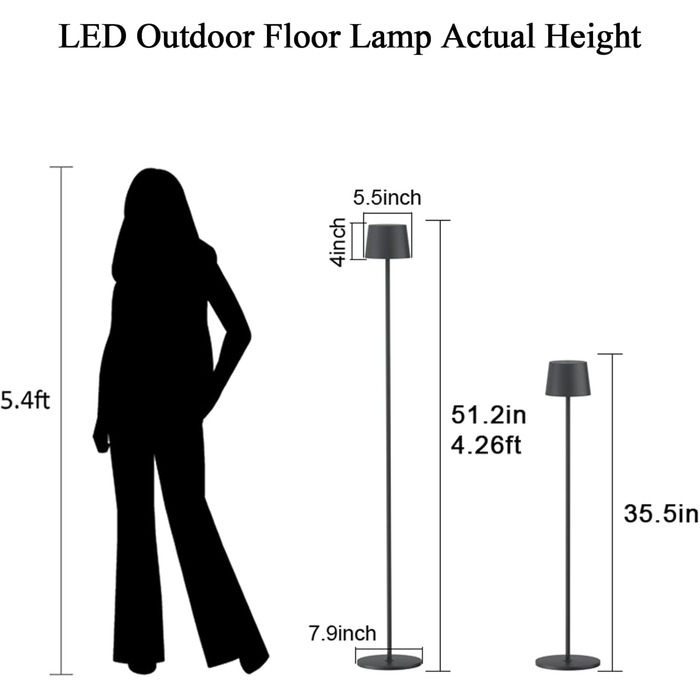 Торшер K-Bright LED, лампа для читання з регулюванням яскравості 4 Вт, сенсорне керування, торшер з металу алюмінію, підходить для додаткового освітлення вітальні, спальні, офісу (антрацит)