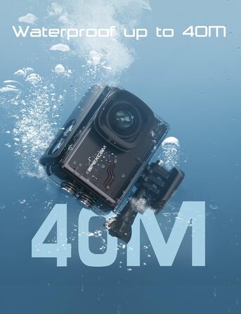 З картою 64G Action Cam 4K60FPS 48MP WLAN Спортивна камера Підводна камера 40 м Водонепроникна 170 Широкий кут 2.4G Пульт дистанційного керування 2x1350mAh Батареї з комплектом для кріплення, 80