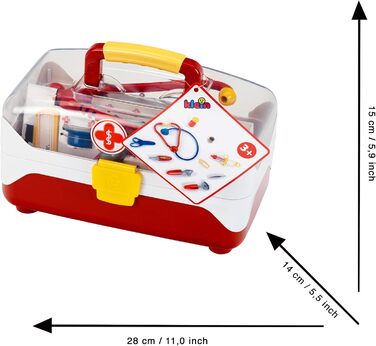 Валіза лікаря, велика I Міцна валіза з зручними для дитини інструментами I Вкл. стетоскоп, шприц, термометр та багато іншого I Іграшка для дітей віком від 3 років і старше, 4685