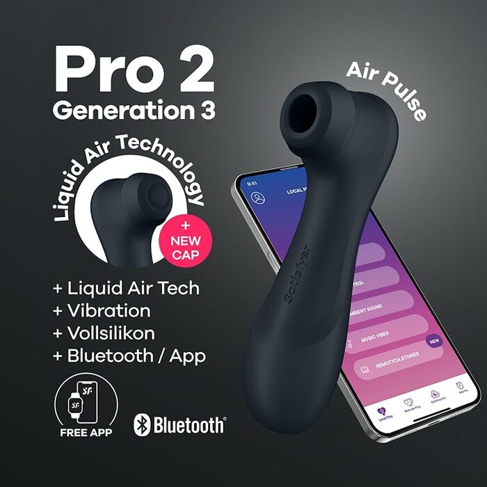 Вібратор Satisfyer Pro 2 покоління 3 з додатком Connect Технологія рідкого повітря Тиха сильна стимуляція клітора Вібратор хвилі тиску з вібраціями Секс-іграшка подарунок для жінок Фалоімітатор чорний