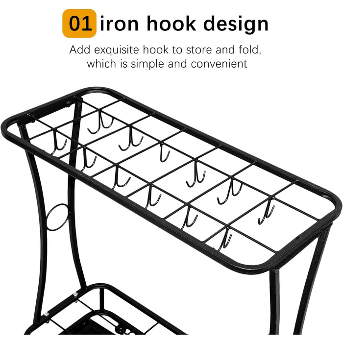 Металева підставка для парасольки Nisorpa Зберігання парасольок з 12 подвійними гачками Зберігання парасольок зі знімним піддоном для крапель