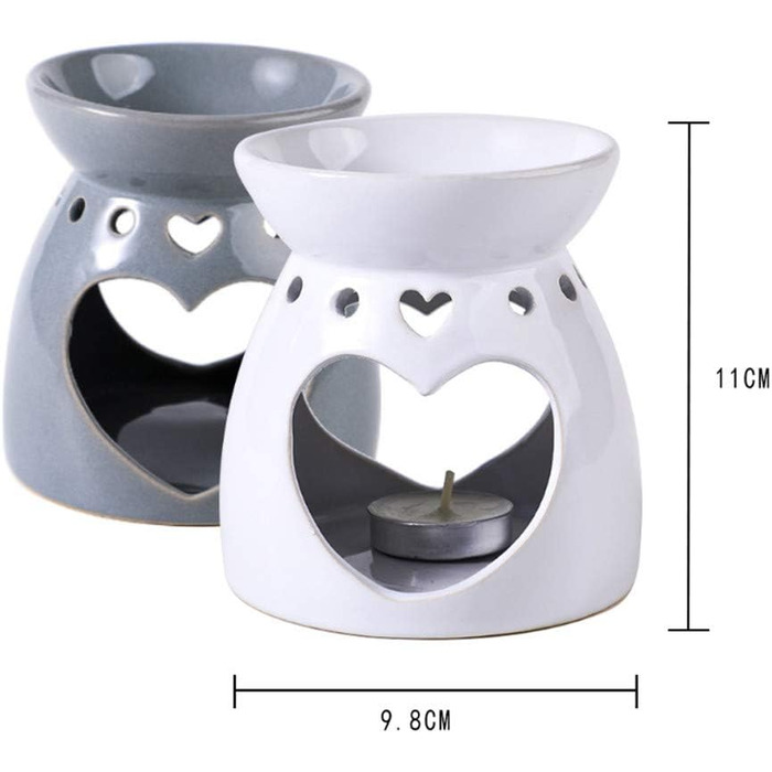 Керамічна ароматична лампа Ароматична лампа свічник, Love Hollow Wax Aroma Lamp Tea Light Holder Ароматична лампа, Декоративна керамічна ароматична лампа чайне світло для ароматерапії масла і ароматерапії воску прикраса кімнати (сірий)