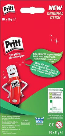 Клей-олівець Pritt Stick 1456072, твердий миється нетоксичний стандарт, 11 г 10 шт. 1 білий