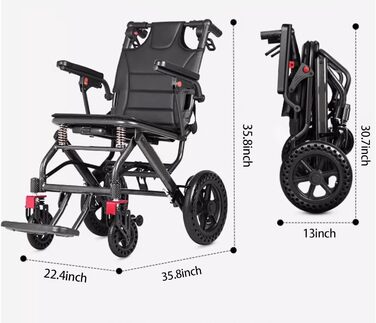 Легке складане крісло колісне для людей похилого віку, портативне та надлегке з вагою 99,8 кг, вантажопідйомністю, ручним керуванням та спеціальною конструкцією