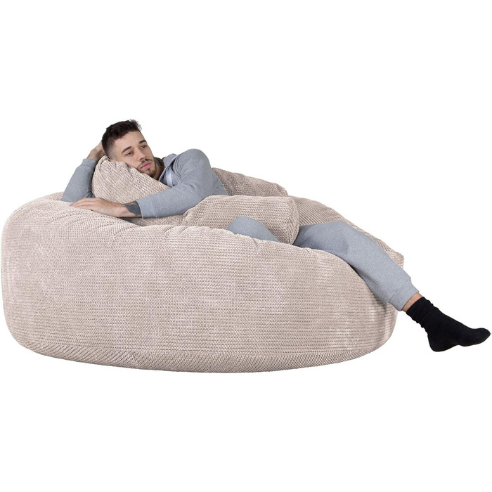 Лаунж Мопс, 'Мега-Мамонт Диван-мішок Beanbag XXL, Диван-ліжко, Помпон кремовий