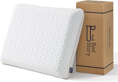 Подушка BedStory Gel Memory Foam Pillow 60x40, ортопедична подушка висотою 6 см для тих, хто спить на боці, ергономічна подушка зі знімним чохлом, який можна прати, подушка Visco, сертифікована Oeko-Tex