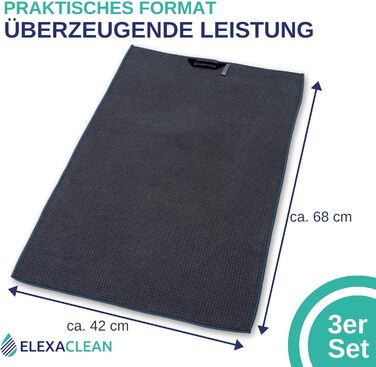 Кухонні рушники ELEXACLEAN (набір з 3 шт. , 68x42 см, антрацит/темно-сірий) М'які кухонні рушники з мікрофібри, вафельні рушники Кухонні рушники Антрацит / темно-сірий 68x42 см (3 шт. в упаковці)