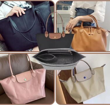 Органайзер для сумок ука для Longchamp Le Pliage, для органайзера Longchamp, органайзер для сумок з фетру, з багатофункціональними кишенями великої місткості M