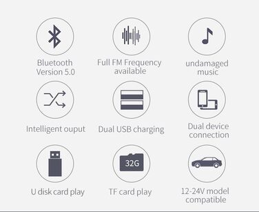 Передавач INF для автомобіля, FM-передавач, адаптер Bluetooth і автомобільний зарядний пристрій, 2 USB