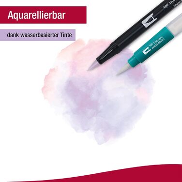 Ручка з двома щітками Tombow ABT, пастельні кольори, ручка з двома наконечниками, ідеально підходить для написів від руки та bullet journal, підходить для фарбування водою, ABT-12P-2, набір з 12 шт.