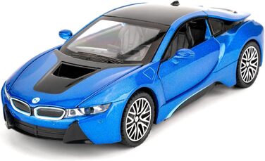 Модель автомобіля BMW I8, іграшковий автомобіль з цинкового сплаву зі звуком і світлом для дітей хлопчиків дівчаток подарунок (синій), 1/32