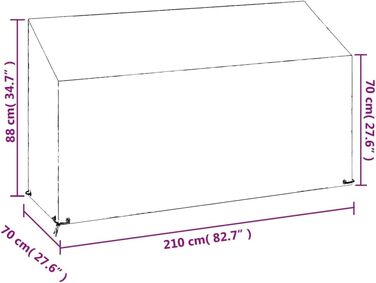 Чохол для садової лавки 12 люверсів 210x70x70/88 см поліетилен, захисний чохол, чохол для садових меблів, чохол для садової лавки, чохол для балконних меблів, чохол для шезлонга319341