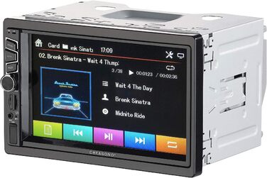 Автомагнітола Creasono 2DIN DAB автомагнітола 2-DIN-DAB/FM, сенсорний дисплей, Bluetooth, гучний зв'язок гучного зв'язку, 4х45 Вт (автомагнітола з камерою заднього виду DAB, автомагнітола DAB з Bluetooth MP3, автомобільні системи гучного зв'язку)