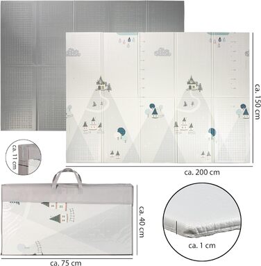 Ігровий килимок ONVAYA для немовлят і дітей Складний килимок для повзання Килимок для дитячої кімнати та вулиці Дитячий килимок з піни 150 x 200 см Ігровий килимок, який можна прати не ковзає Гори без забруднювачів 150 х 200 см