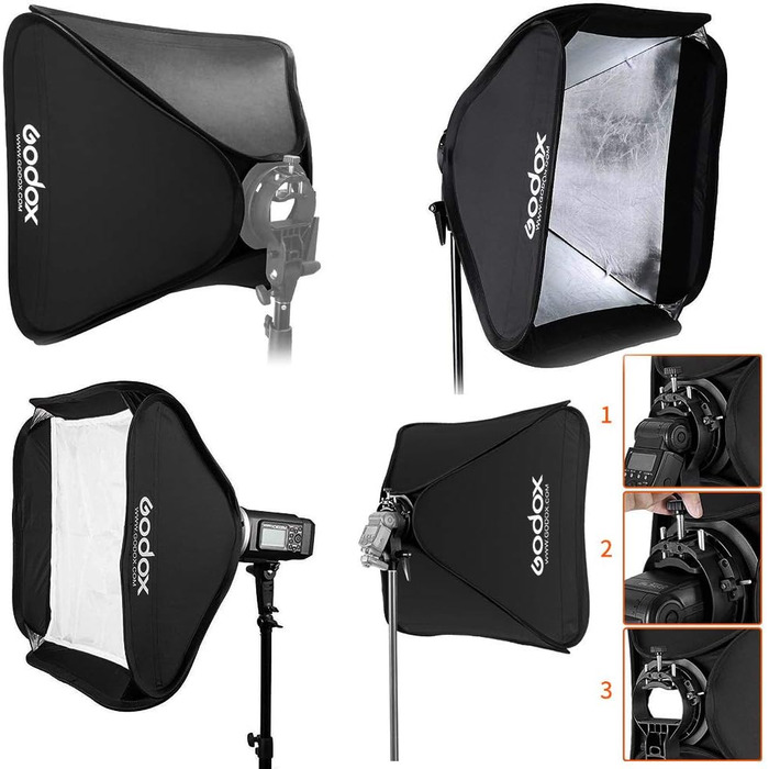 Складний софтбокс 60 см x 60 см Портативний софтбокс Bowens Stand Softbox для зйомки зі студійним спалахом камери (HS6060)