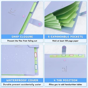 Папка A4, папка для документів A4 5 пакетів з етикетками, папки Папки Система папок A4 Папка, що розширюється для дому, офісу, школи, 6 шт.