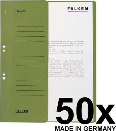 Оригінальний степлер Falken 50 Pack. Зроблено в Німеччині. Виготовлений з переробленого картону з половиною передньої обкладинки та комерційною строчкою для папки степлера DIN A4 Blue Angel (зелений)