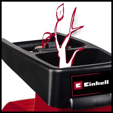 Електричний тихий подрібнювач Einhell GC-RS 60 CB (2800 Вт, макс. товщина гілки 45 мм, ріжучий ролик, великий отвір бункера, перемикач напрямку обертання, прозорий збірник 60 л, вбудований захисний вимикач) Контейнер для збору 60 л