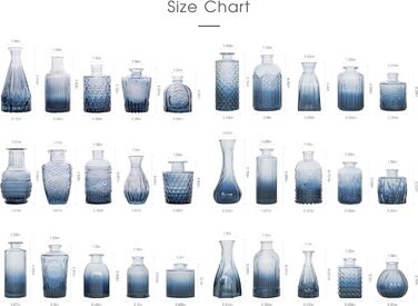 Сині скляні вази, 30 шт. , маленькі вази для квітів, вази для бутонів в оптовій упаковці, милі скляні вази для центральних композицій, міні вінтажні вази для весільних прикрас, прикраса столу з квітами в синьому стилі3 30 шт.