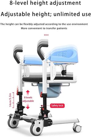 Крісло для перенесення пацієнтів, підйомник для інвалідних візків для дому, портативний підйомник для перенесення пацієнта з розділеним сидінням на 180, приліжковий комод з горщиком для транспортування крісла для паралізованих людей похилого віку