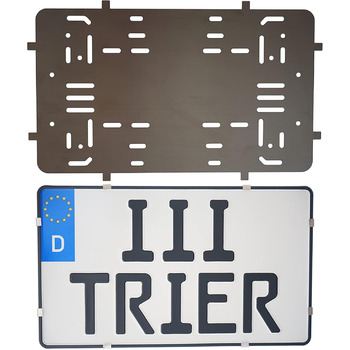 Карбоновий дизайн тримач номерного знака 340 x 200 мм 34 20 см безрамкова нержавіюча сталь товщиною 0,8 (нержавіюча) підходить для номерного знака, (340 см), 3D