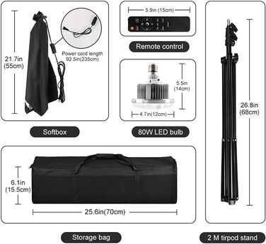 Комплект освітлення Softbox, професійне студійне безперервне обладнання зі штативом 2M light, потрійна світлодіодна лампа 3200-5500K з пультом дистанційного керування для фотостудійної портретної зйомки, відеозйомки