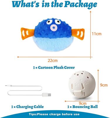 HEYIDAMAI Moving Dog Toy, Dog Toy Movable Electric, Interactive Dog Toy, Active Moving Pet Plush Toy with Sound and Bouncing for Dogs Cats (Blue), HEYIDAMAI Moving Dog Toy, Dog Toy Movable Electric, Interactive Dog Toy, Active Moving Pet Plush Toy with So